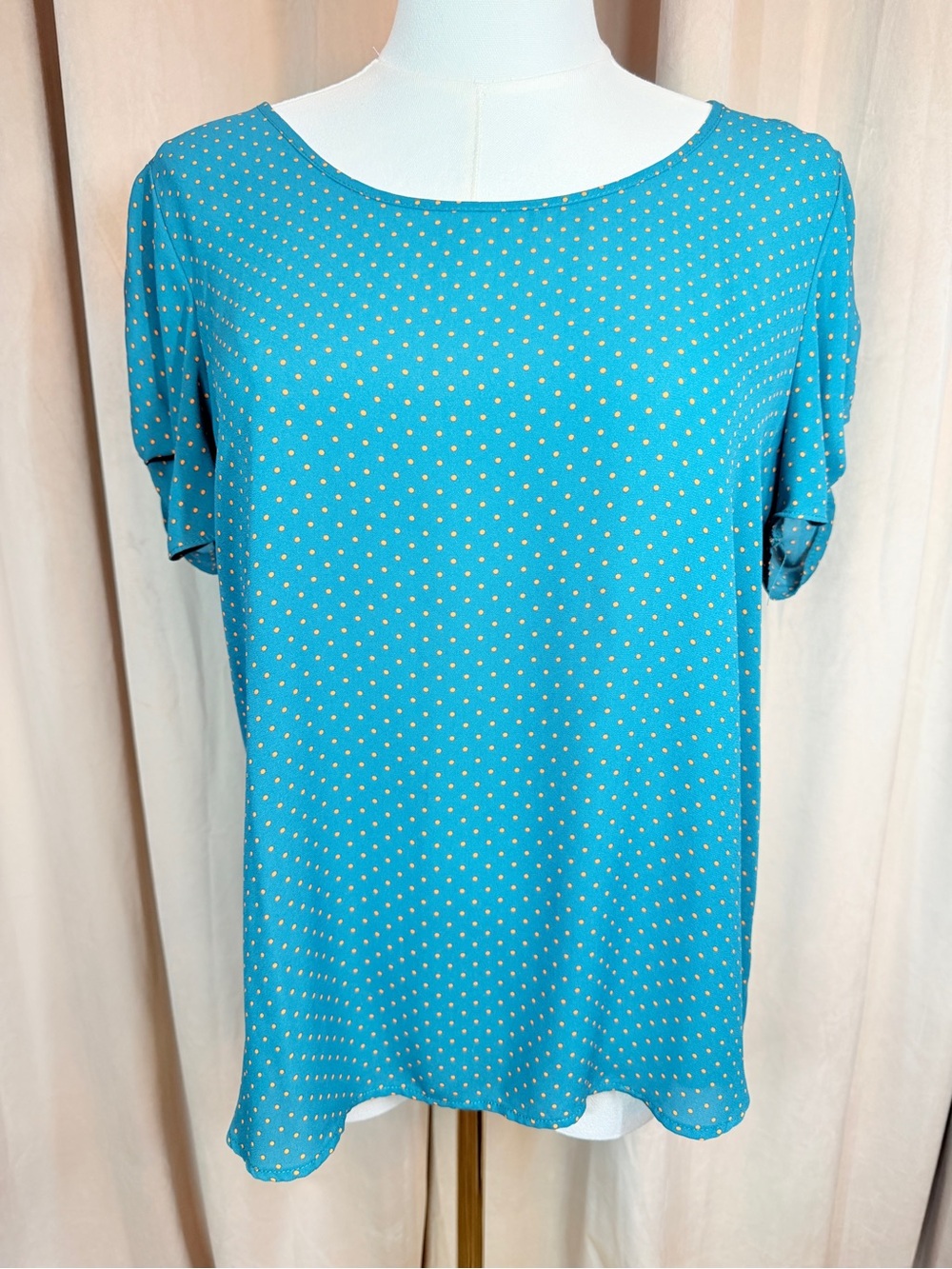 Lily White Teal and Orange Dot Blouse